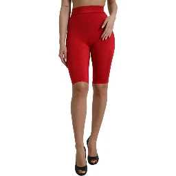 Red Stretch High Waist Cropped Leggings Pants