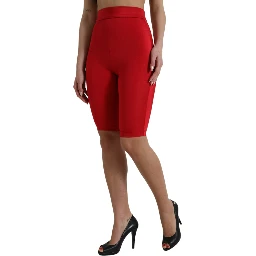 Red Stretch High Waist Cropped Leggings Pants