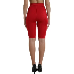 Red Stretch High Waist Cropped Leggings Pants