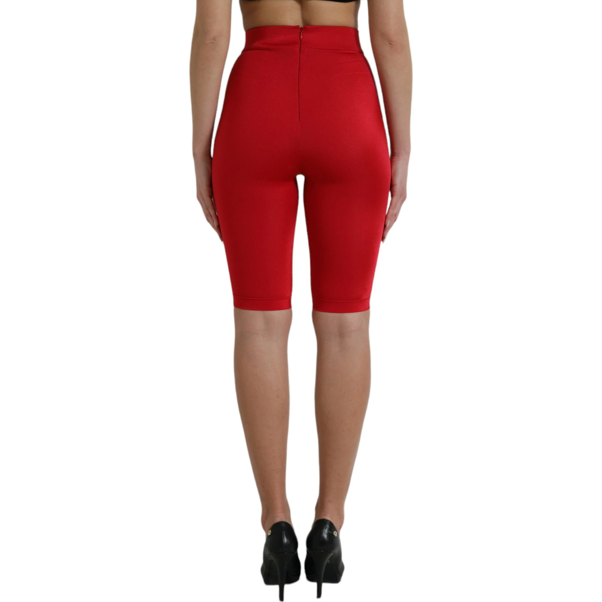 Red Stretch High Waist Cropped Leggings Pants