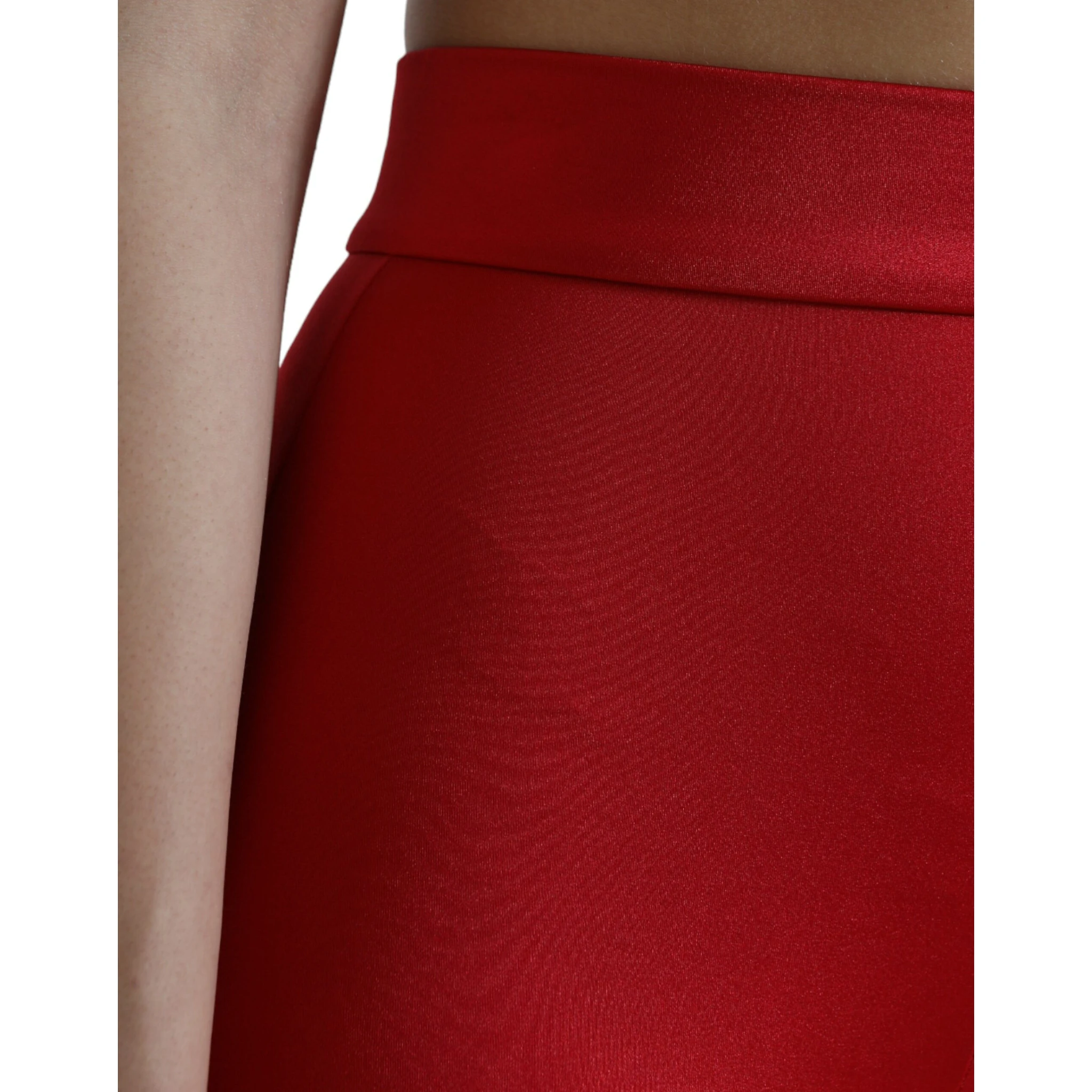 Red Stretch High Waist Cropped Leggings Pants