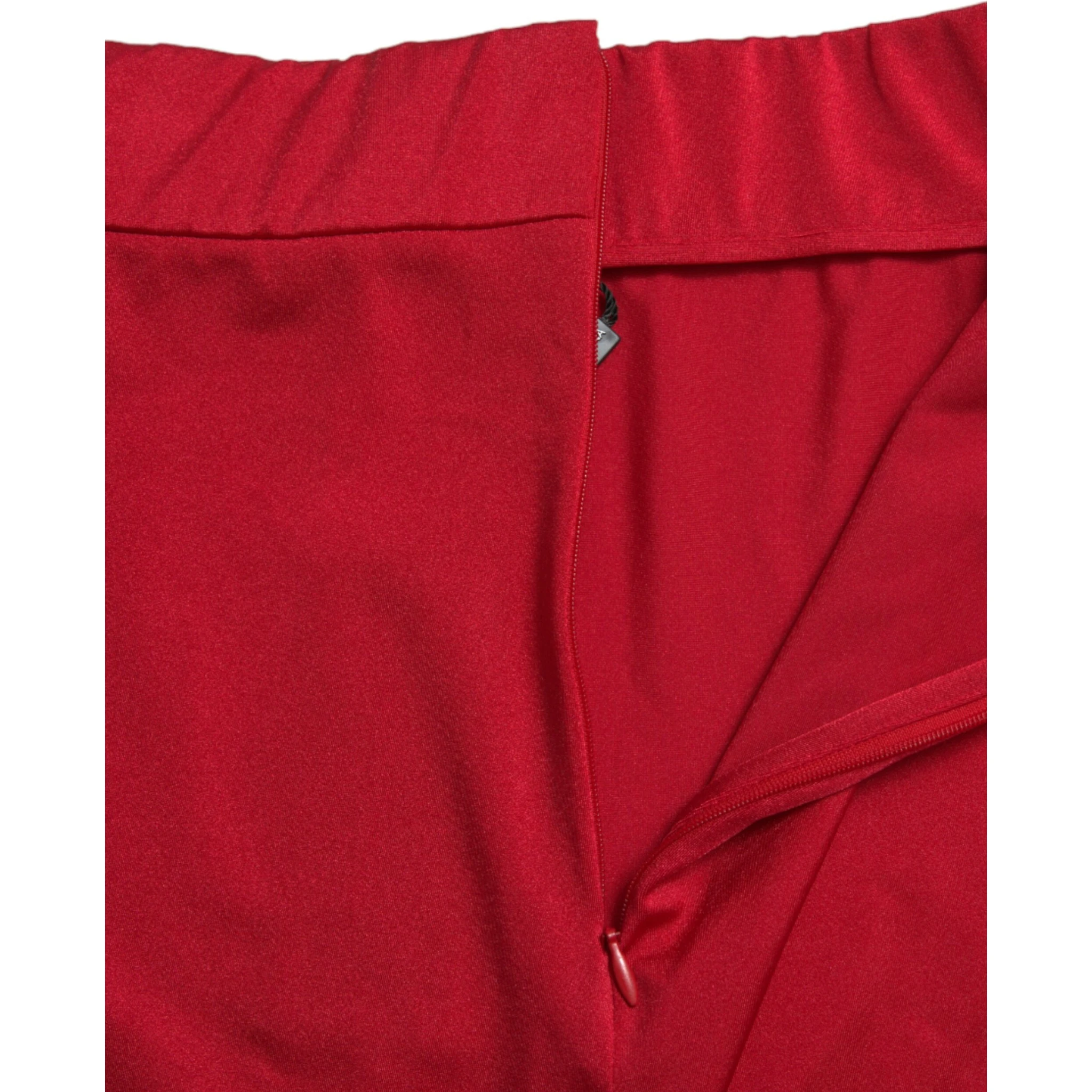 Red Stretch High Waist Cropped Leggings Pants