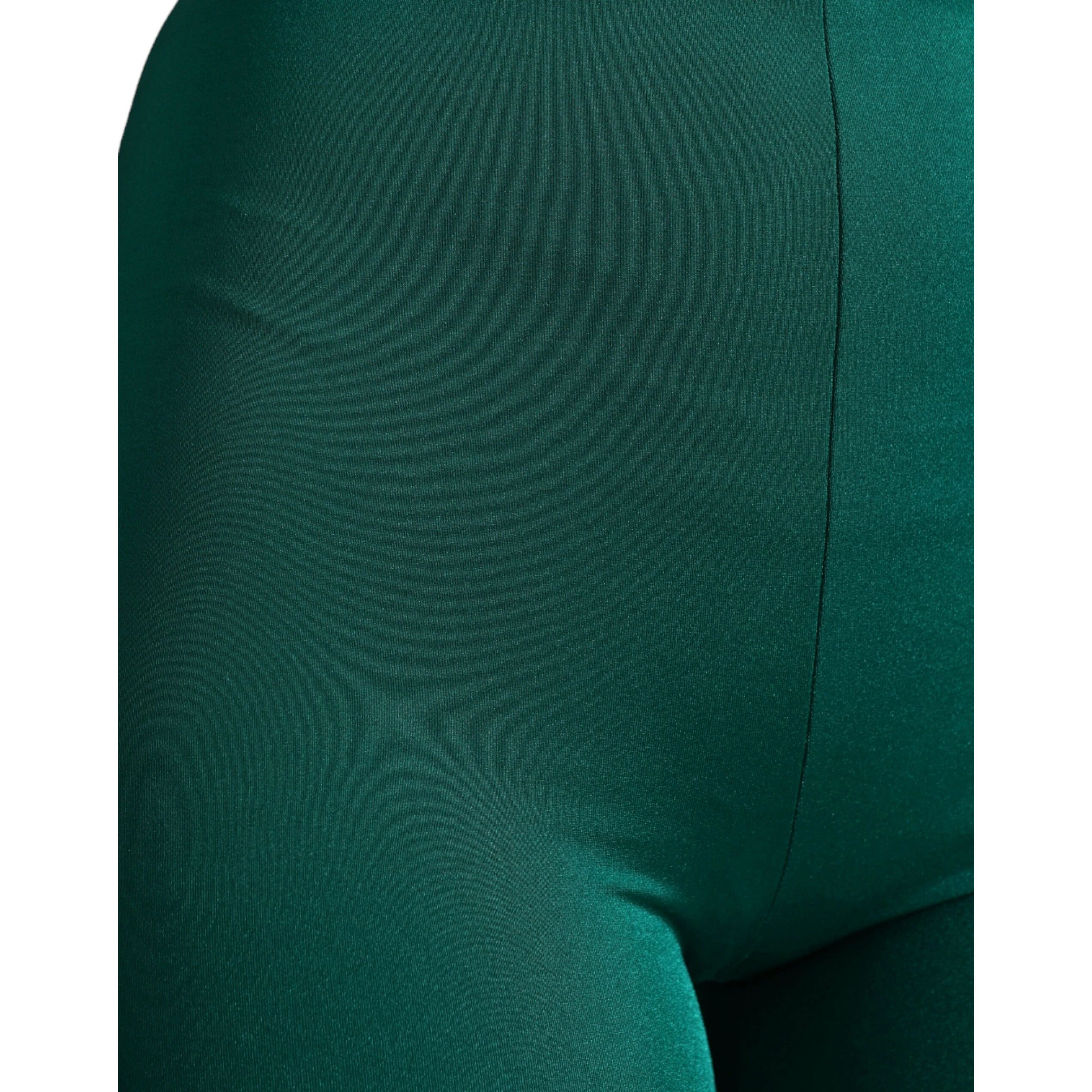 Green Nylon Stretch Slim Leggings Pants