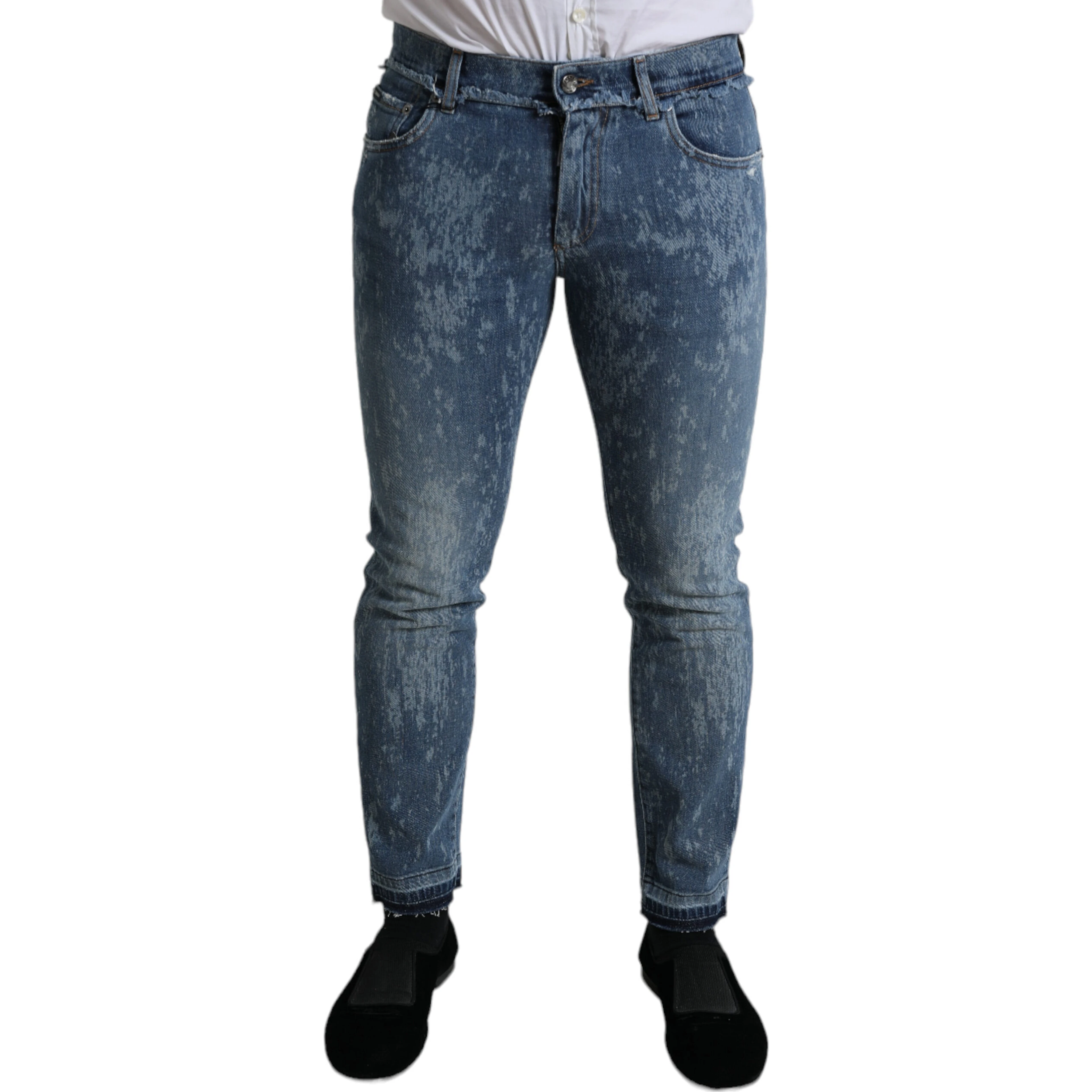 Blue Washed Skinny Cotton Stretch Denim Jeans