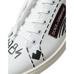 White Bordeaux Leather Logo Low Top Sneakers Shoes