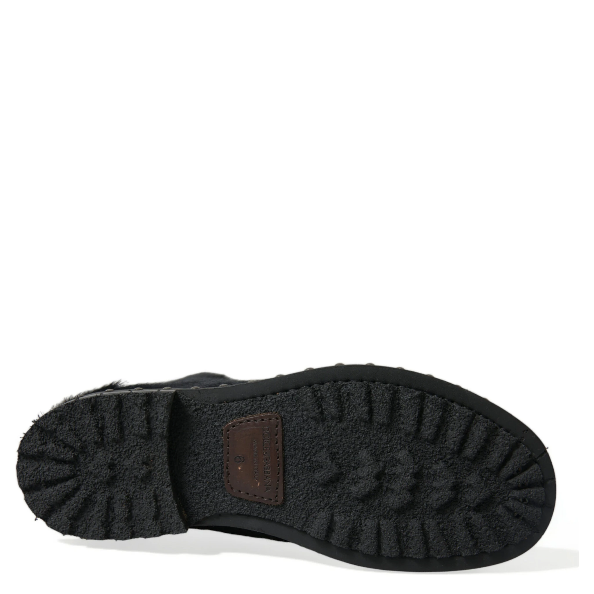 Black Pony Style Leather Mid Calf Boots Shoes