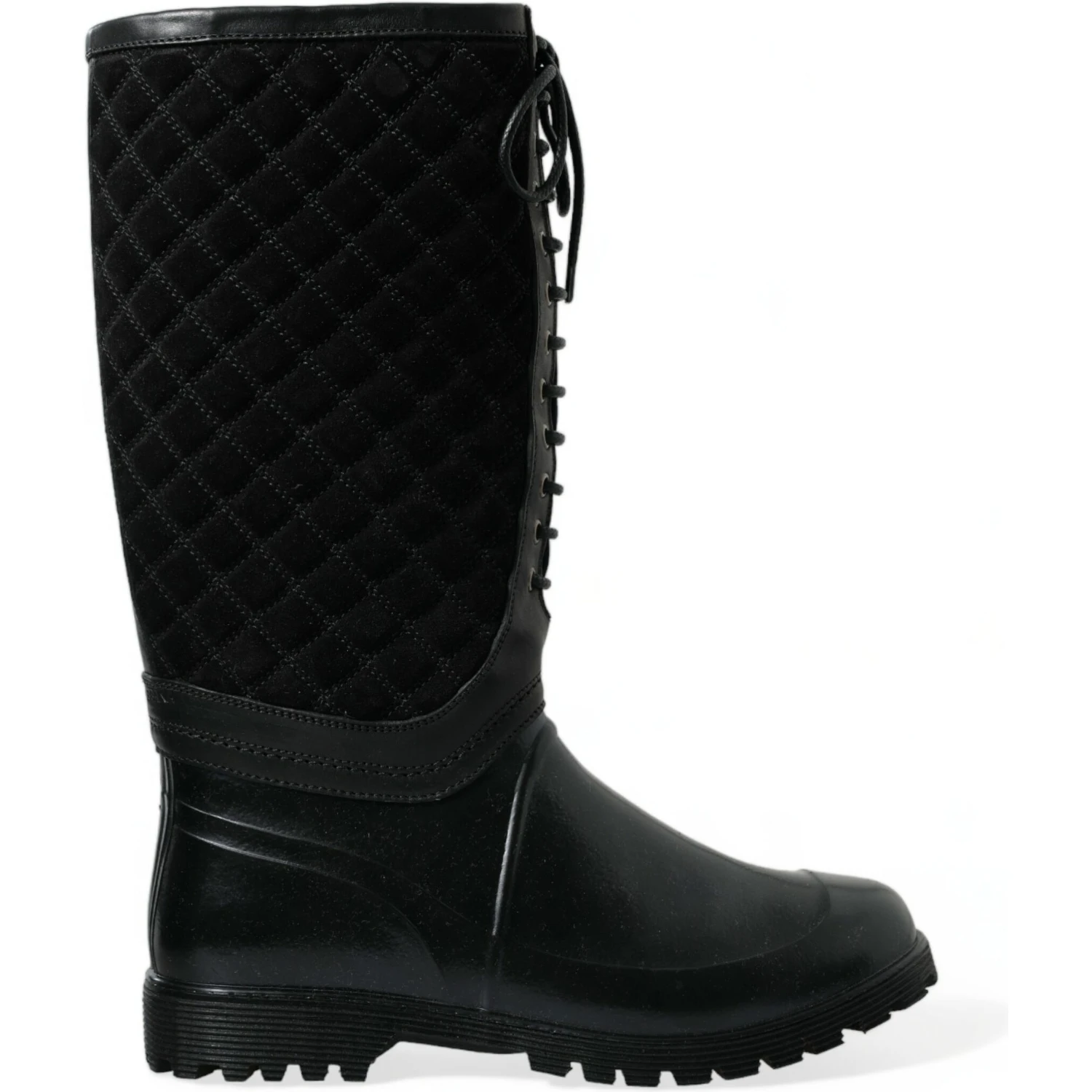 Black Chioggia Rubber Suede Rain Boots Shoes