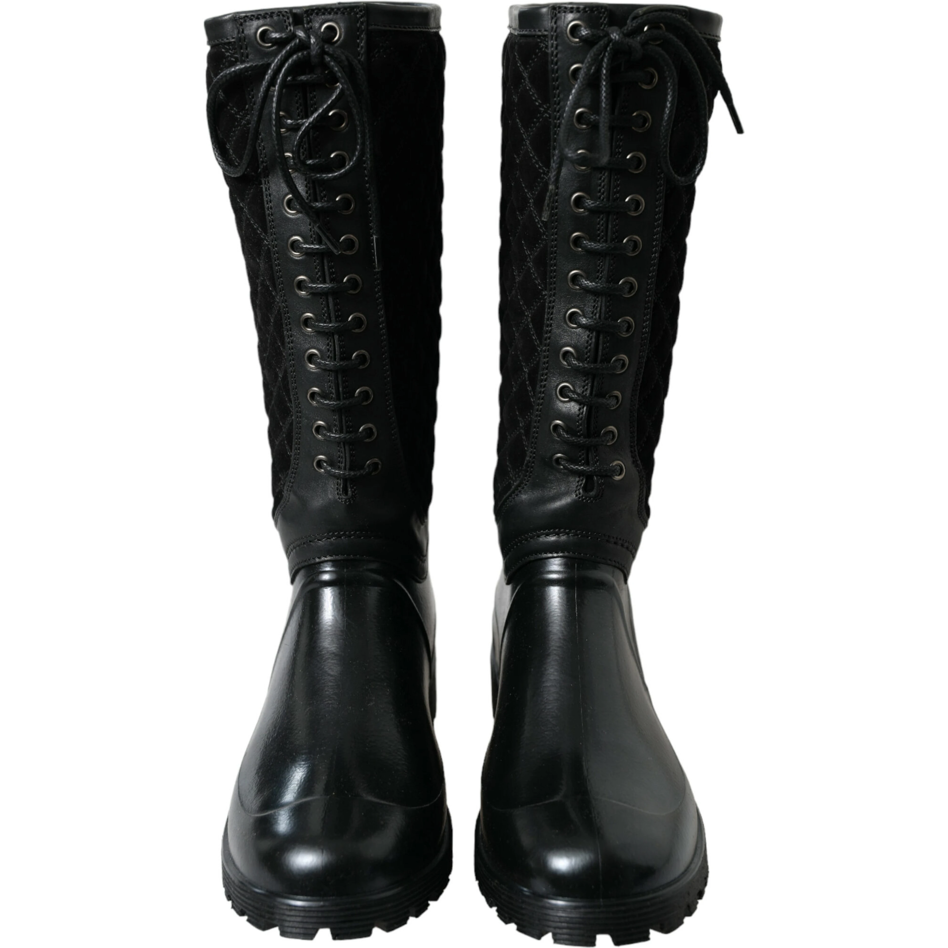 Black Chioggia Rubber Suede Rain Boots Shoes