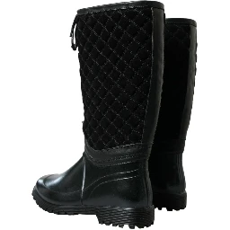 Black Chioggia Rubber Suede Rain Boots Shoes