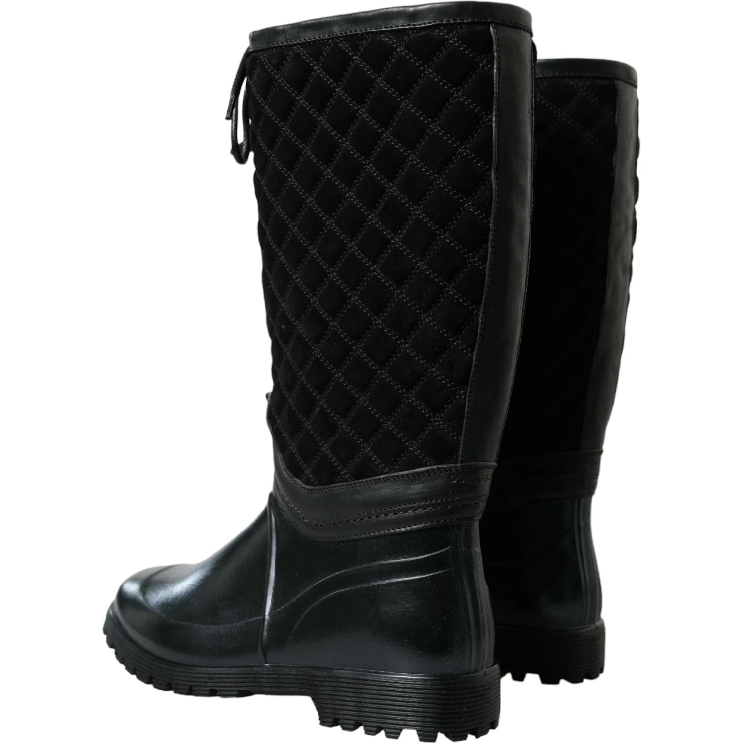 Black Chioggia Rubber Suede Rain Boots Shoes