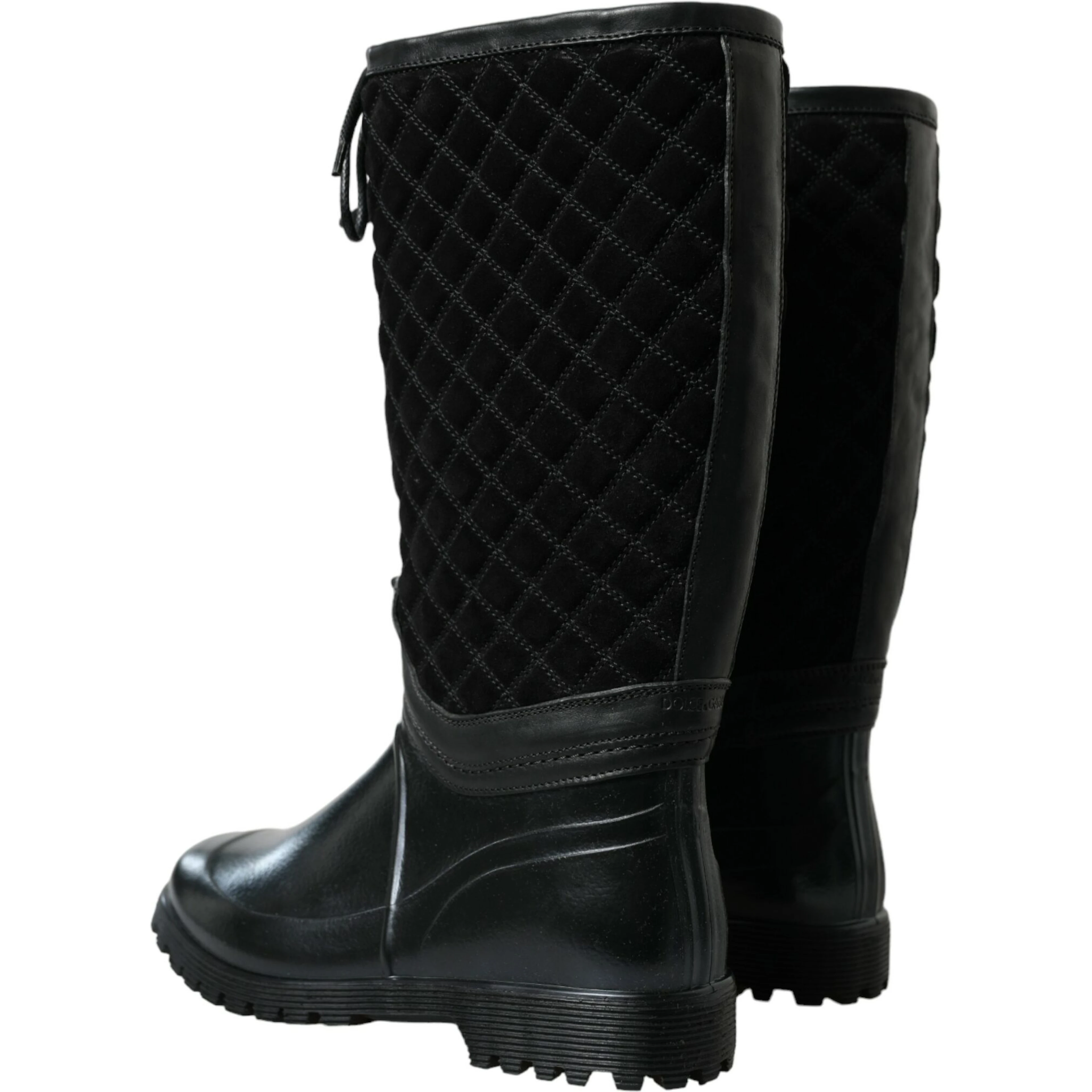 Black Chioggia Rubber Suede Rain Boots Shoes