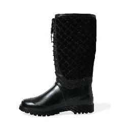 Black Chioggia Rubber Suede Rain Boots Shoes