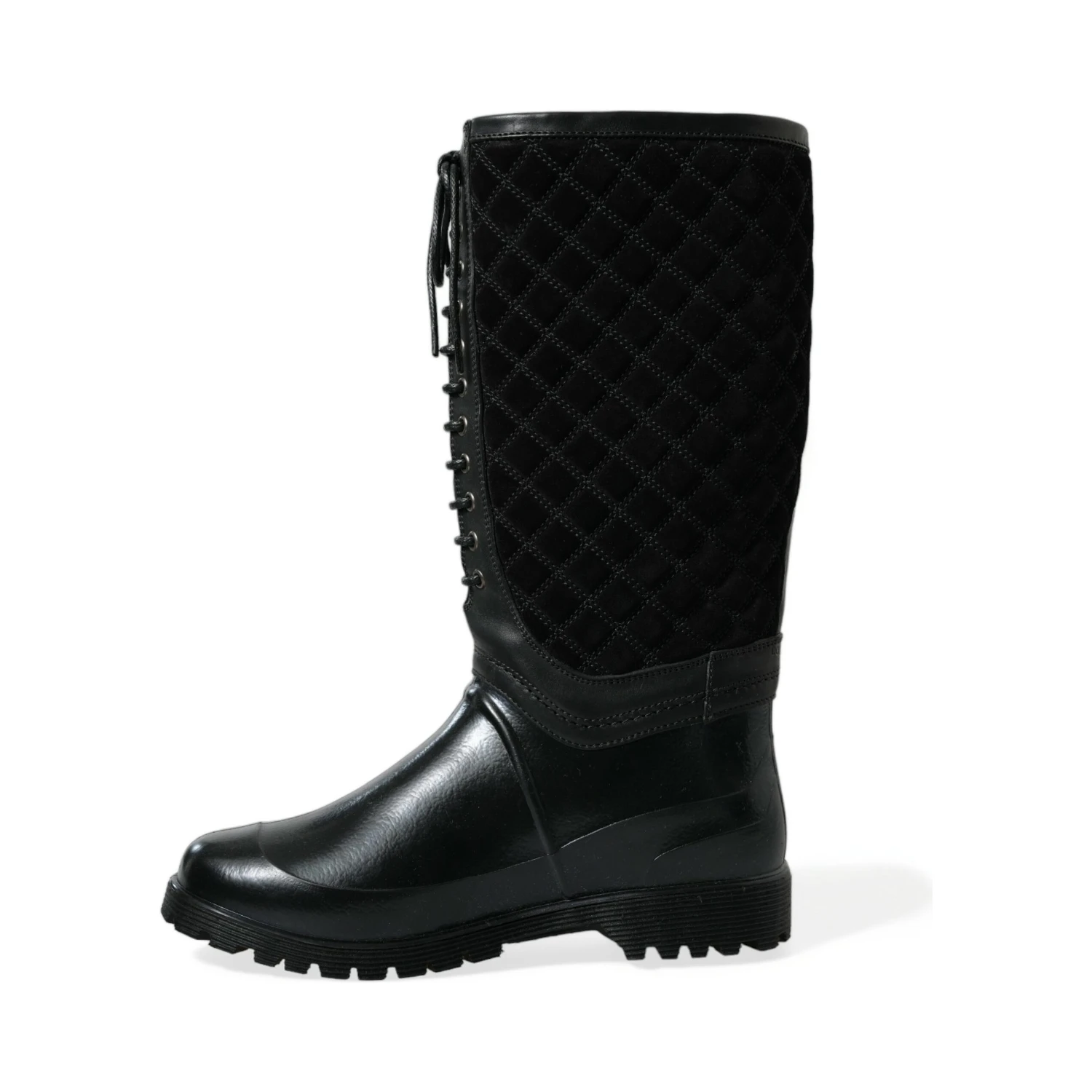 Black Chioggia Rubber Suede Rain Boots Shoes