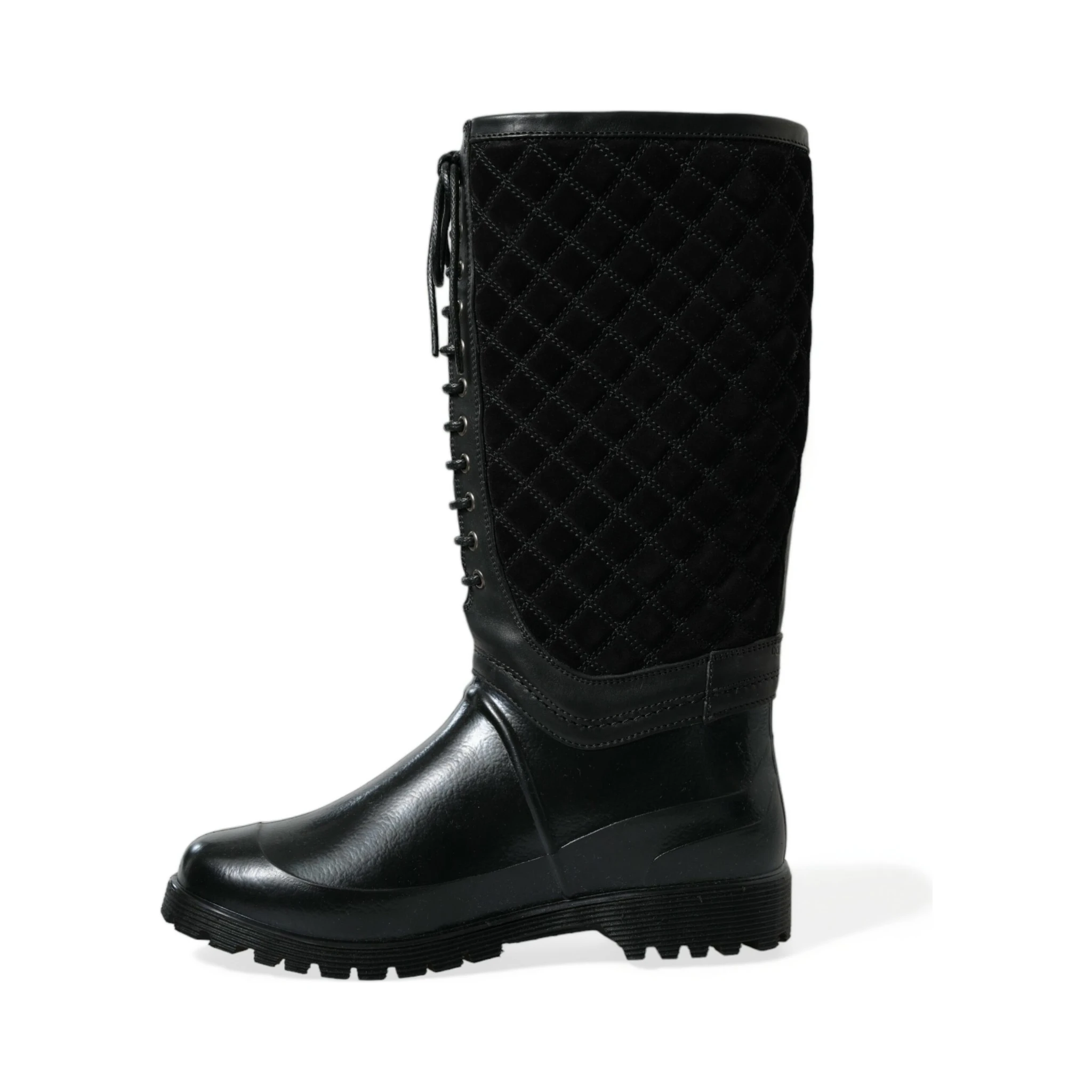 Black Chioggia Rubber Suede Rain Boots Shoes