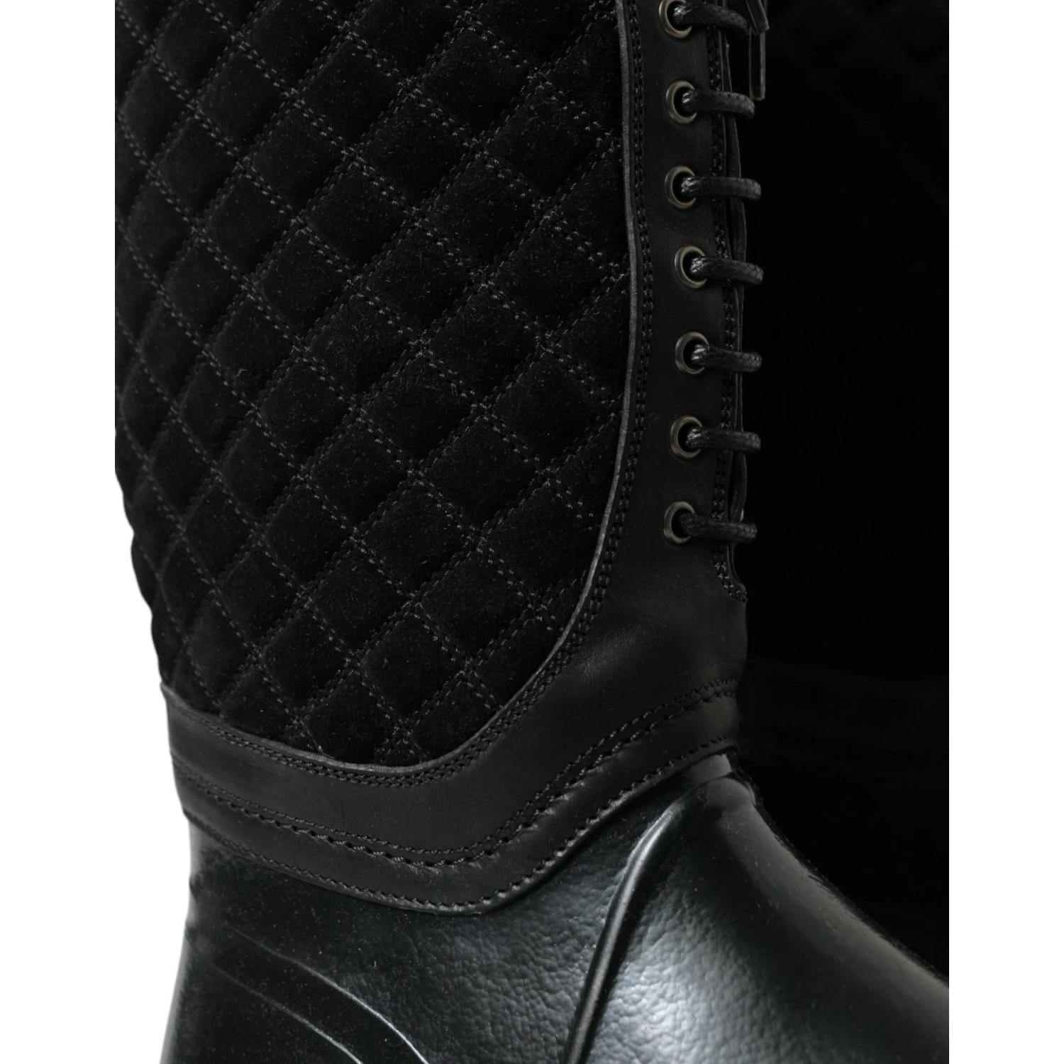 Black Chioggia Rubber Suede Rain Boots Shoes