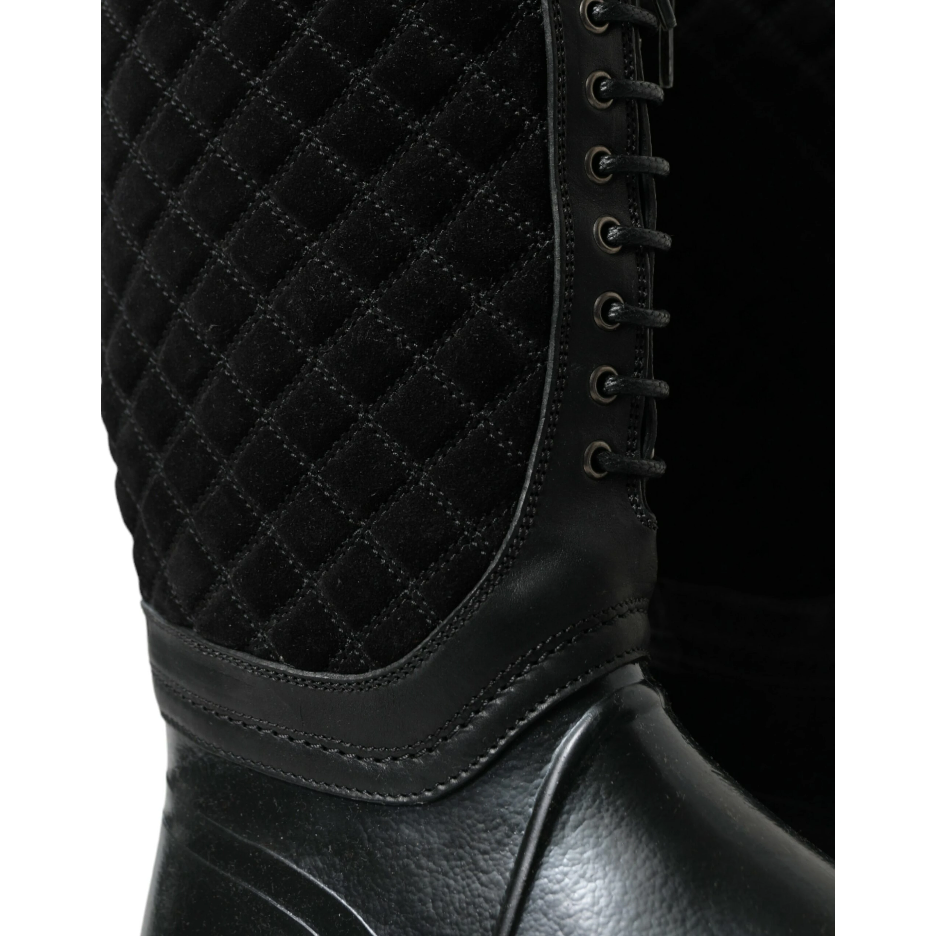 Black Chioggia Rubber Suede Rain Boots Shoes