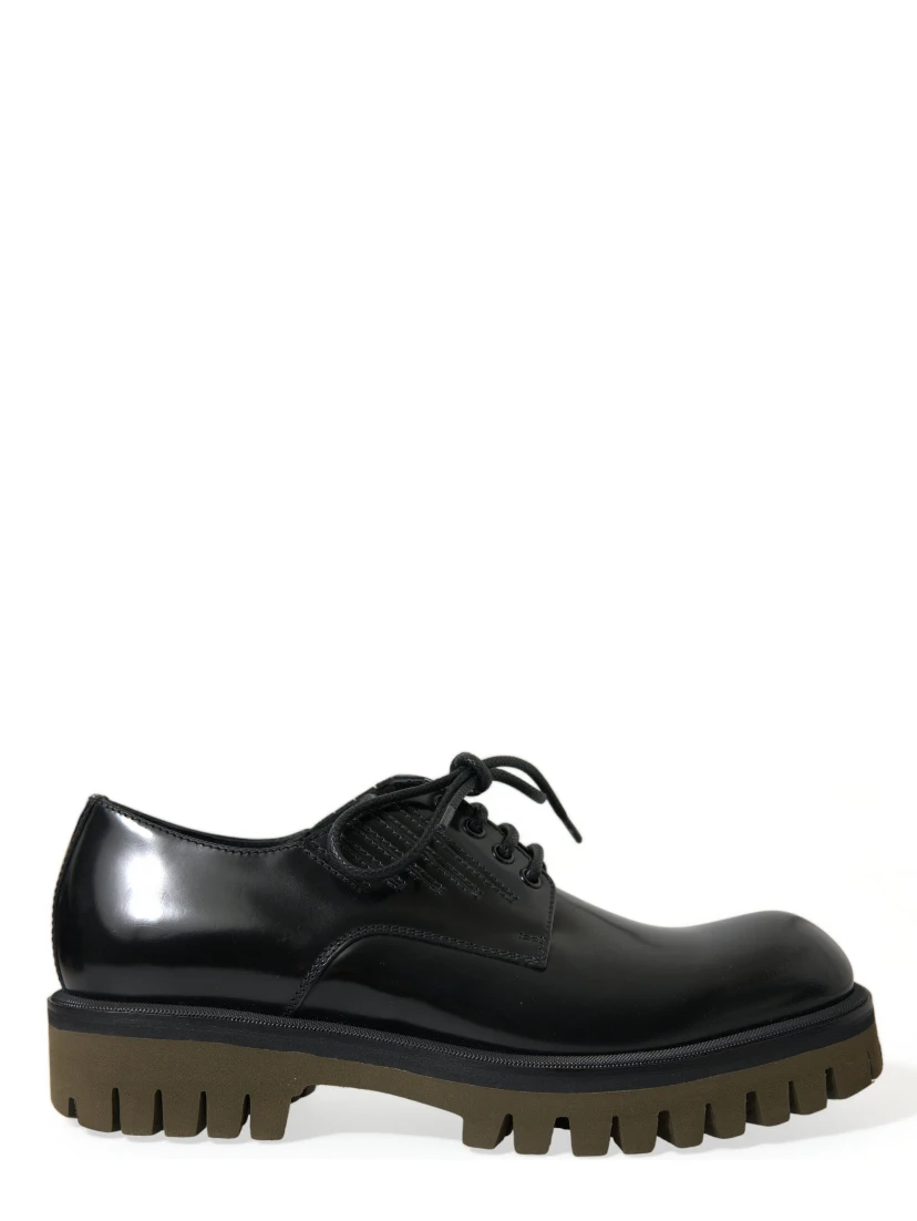 Black Leather Lace Up Derby Men Dress Shoes