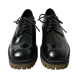 Black Leather Lace Up Derby Men Dress Shoes