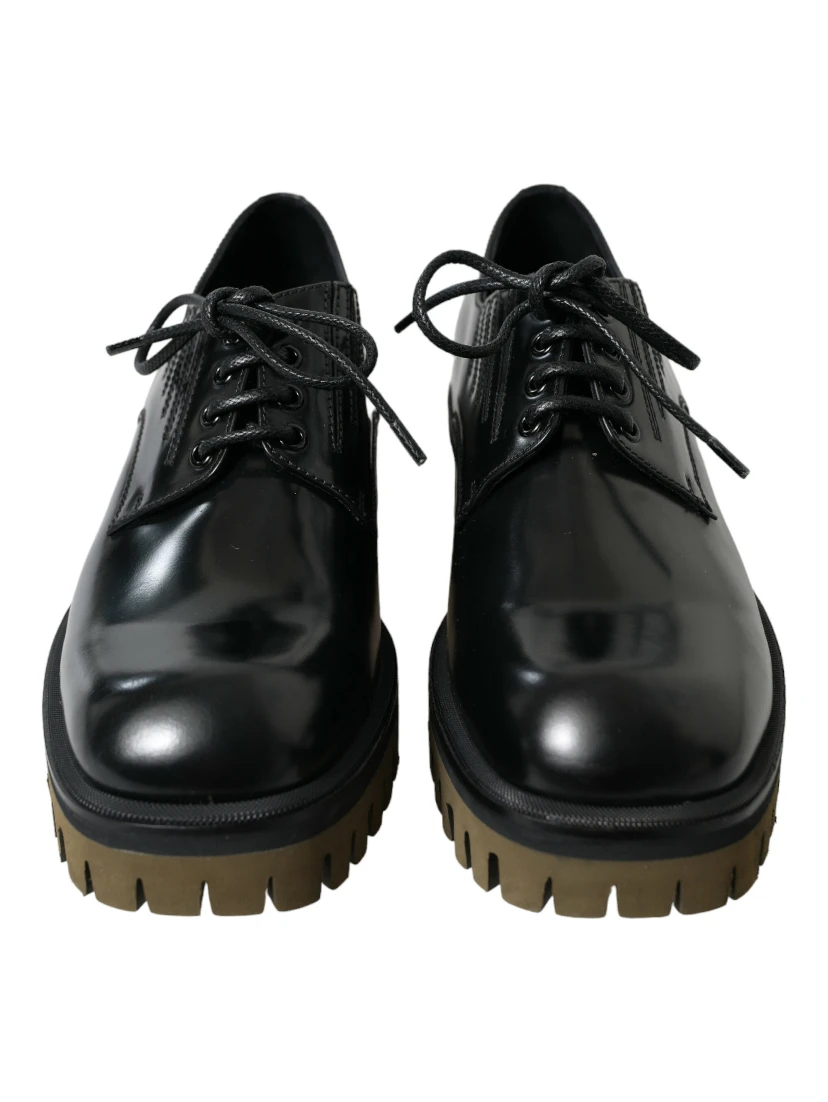 Black Leather Lace Up Derby Men Dress Shoes