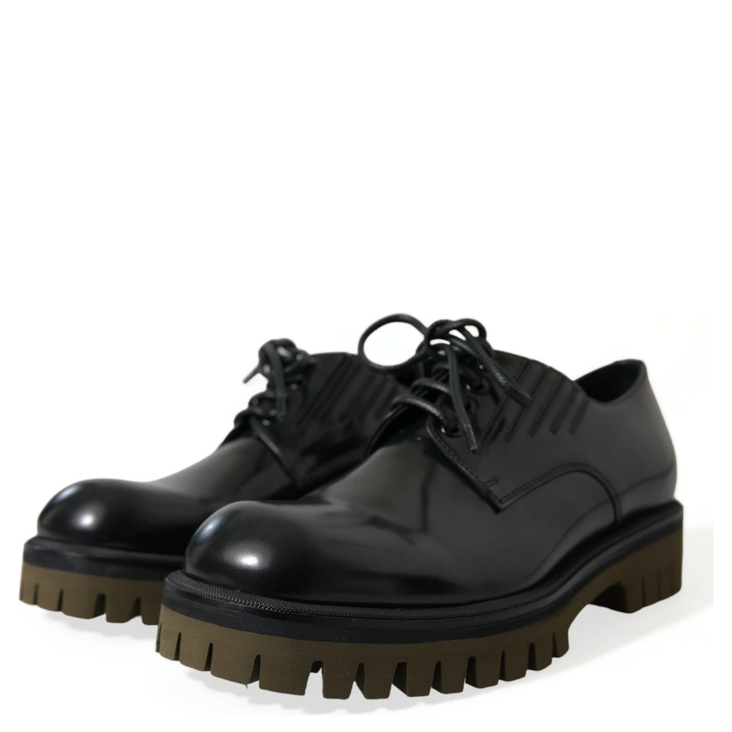 Black Leather Lace Up Derby Men Dress Shoes