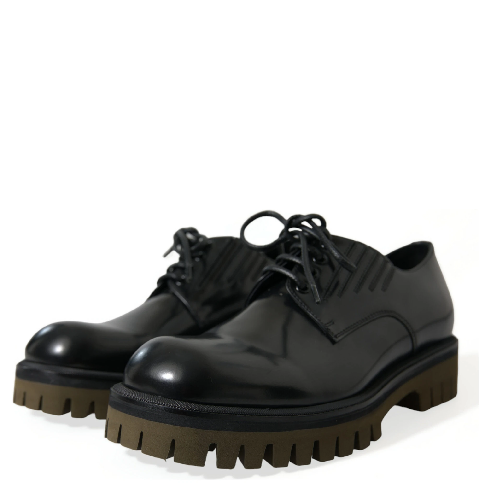 Black Leather Lace Up Derby Men Dress Shoes