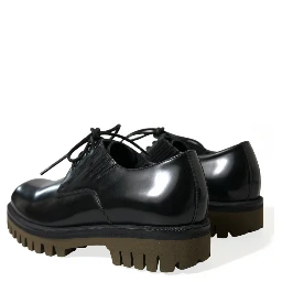 Black Leather Lace Up Derby Men Dress Shoes