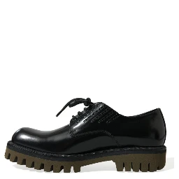 Black Leather Lace Up Derby Men Dress Shoes
