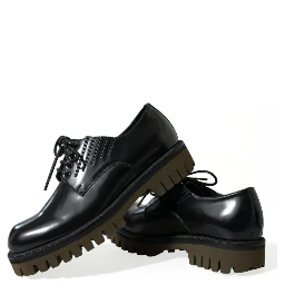 Black Leather Lace Up Derby Men Dress Shoes