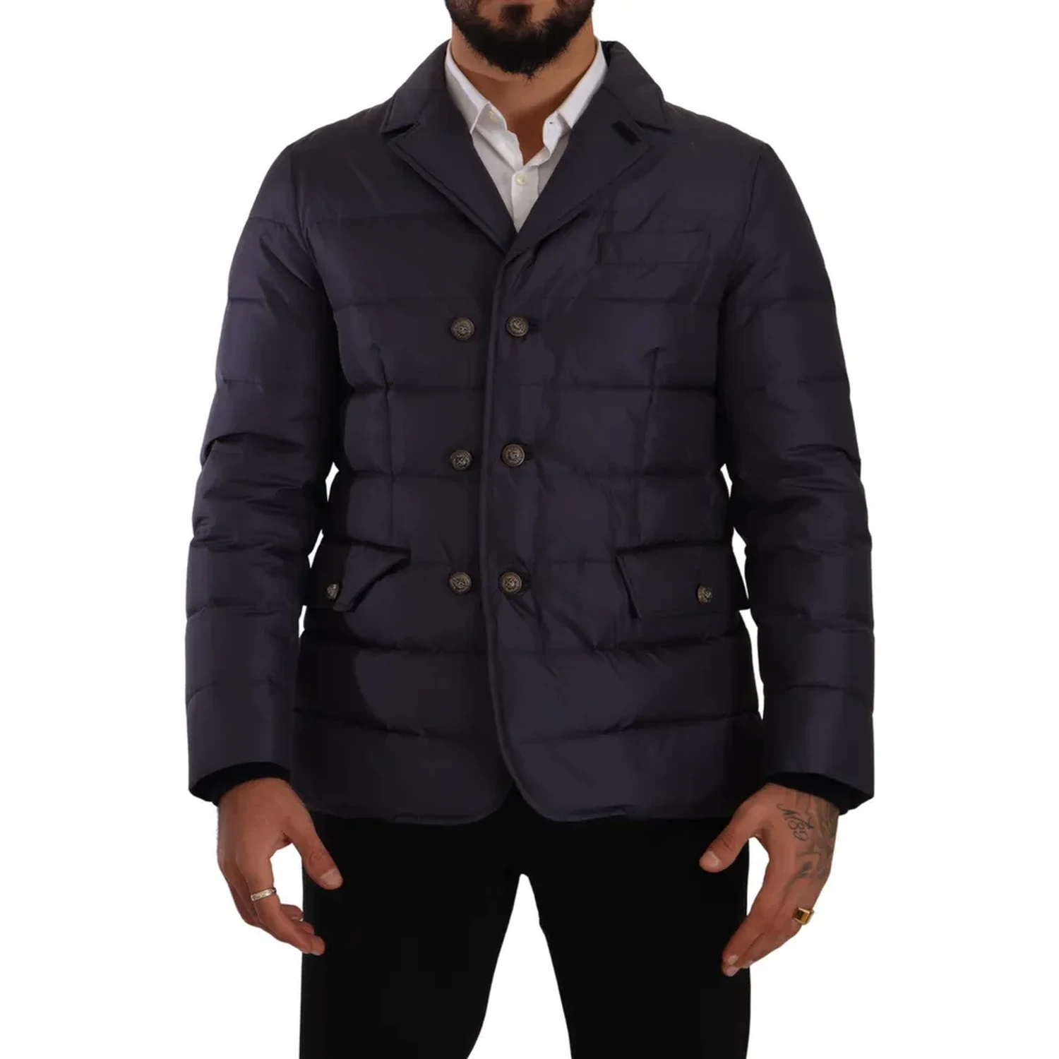 Blue Silk Goat Coat Blouson Winter Jacket