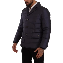 Blue Silk Goat Coat Blouson Winter Jacket