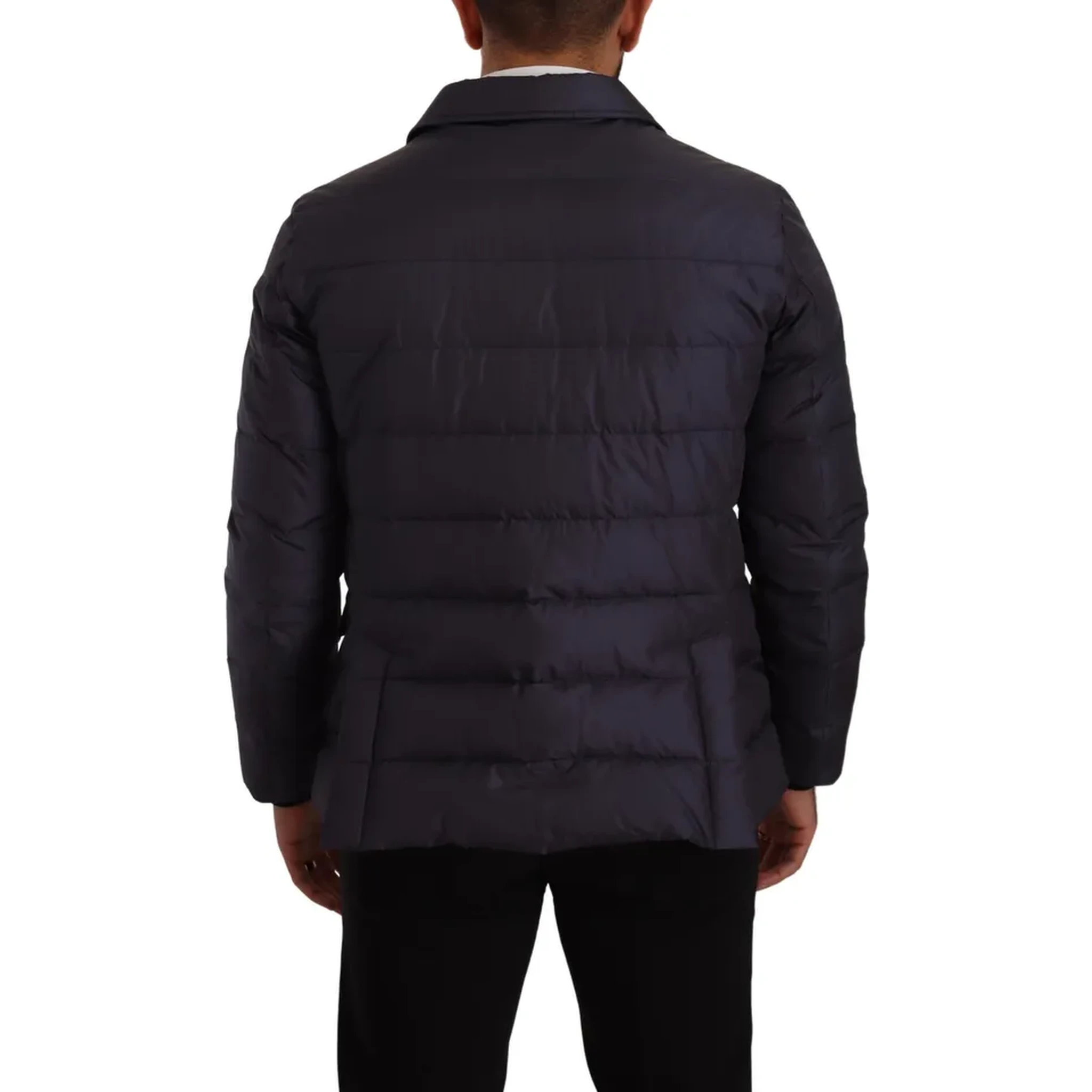 Blue Silk Goat Coat Blouson Winter Jacket
