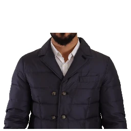 Blue Silk Goat Coat Blouson Winter Jacket
