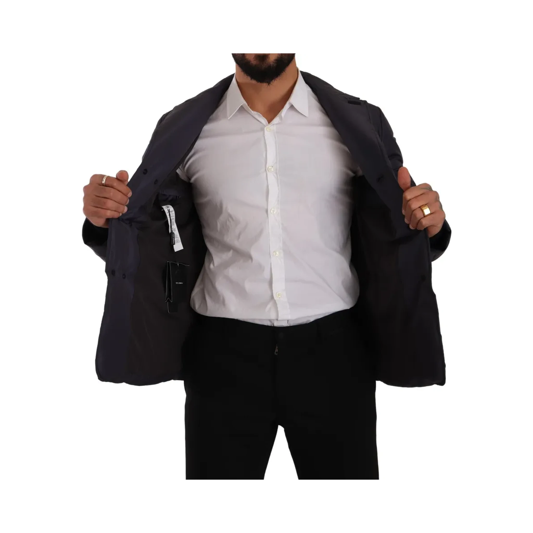 Blue Silk Goat Coat Blouson Winter Jacket