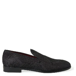 Black Brocade Men Slip On Loafer Dress Shoes