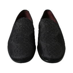 Black Brocade Men Slip On Loafer Dress Shoes