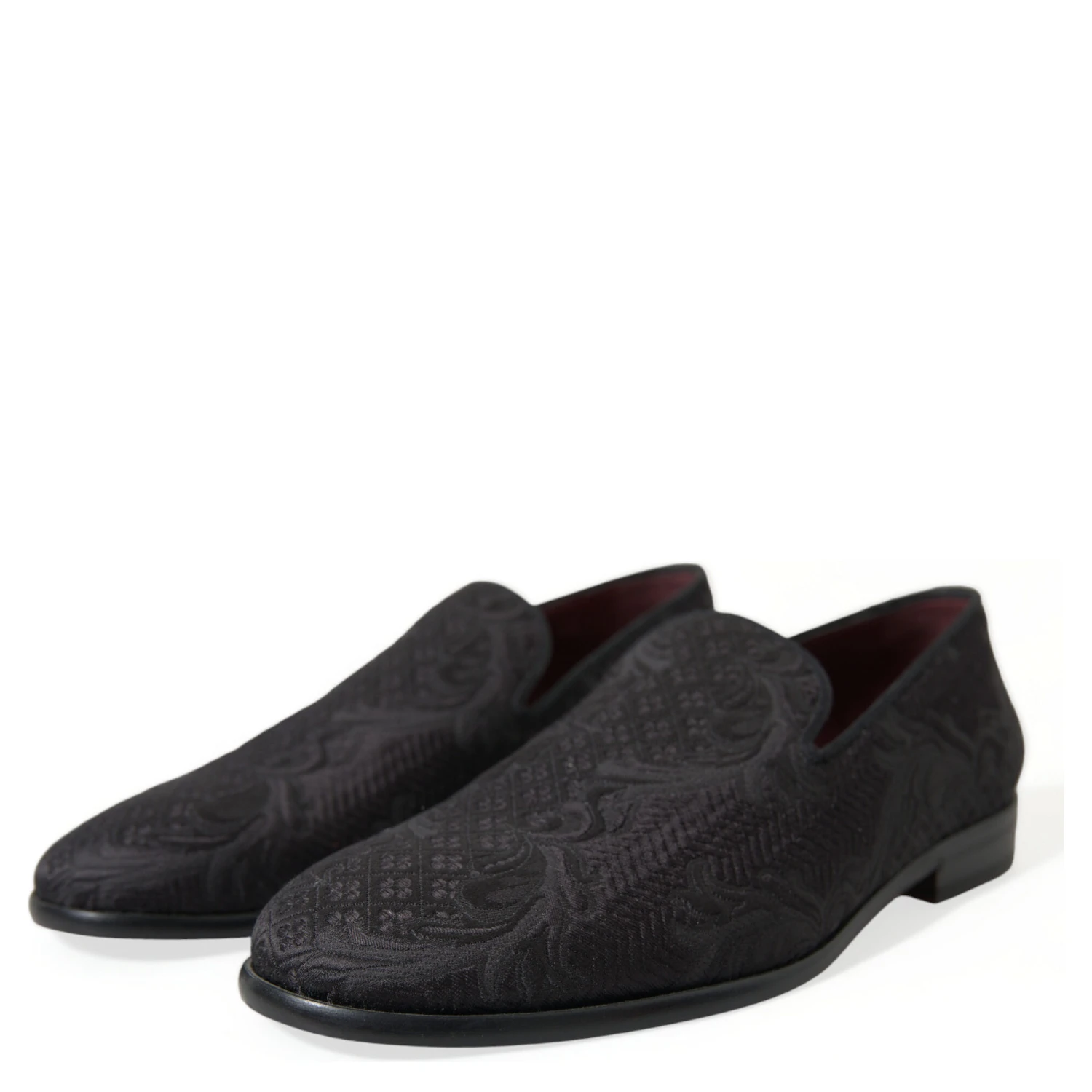 Black Brocade Men Slip On Loafer Dress Shoes