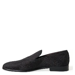 Black Brocade Men Slip On Loafer Dress Shoes