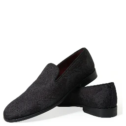 Black Brocade Men Slip On Loafer Dress Shoes