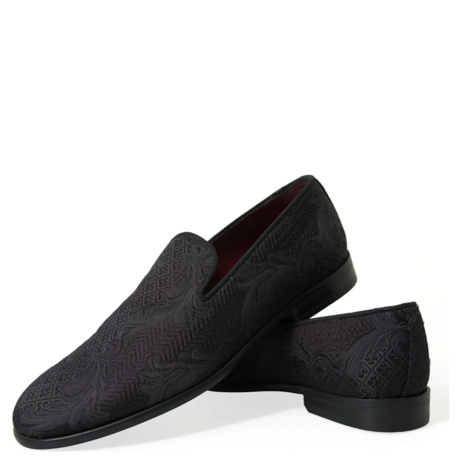 Black Brocade Men Slip On Loafer Dress Shoes