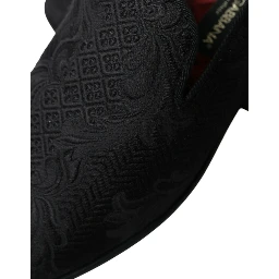 Black Brocade Men Slip On Loafer Dress Shoes