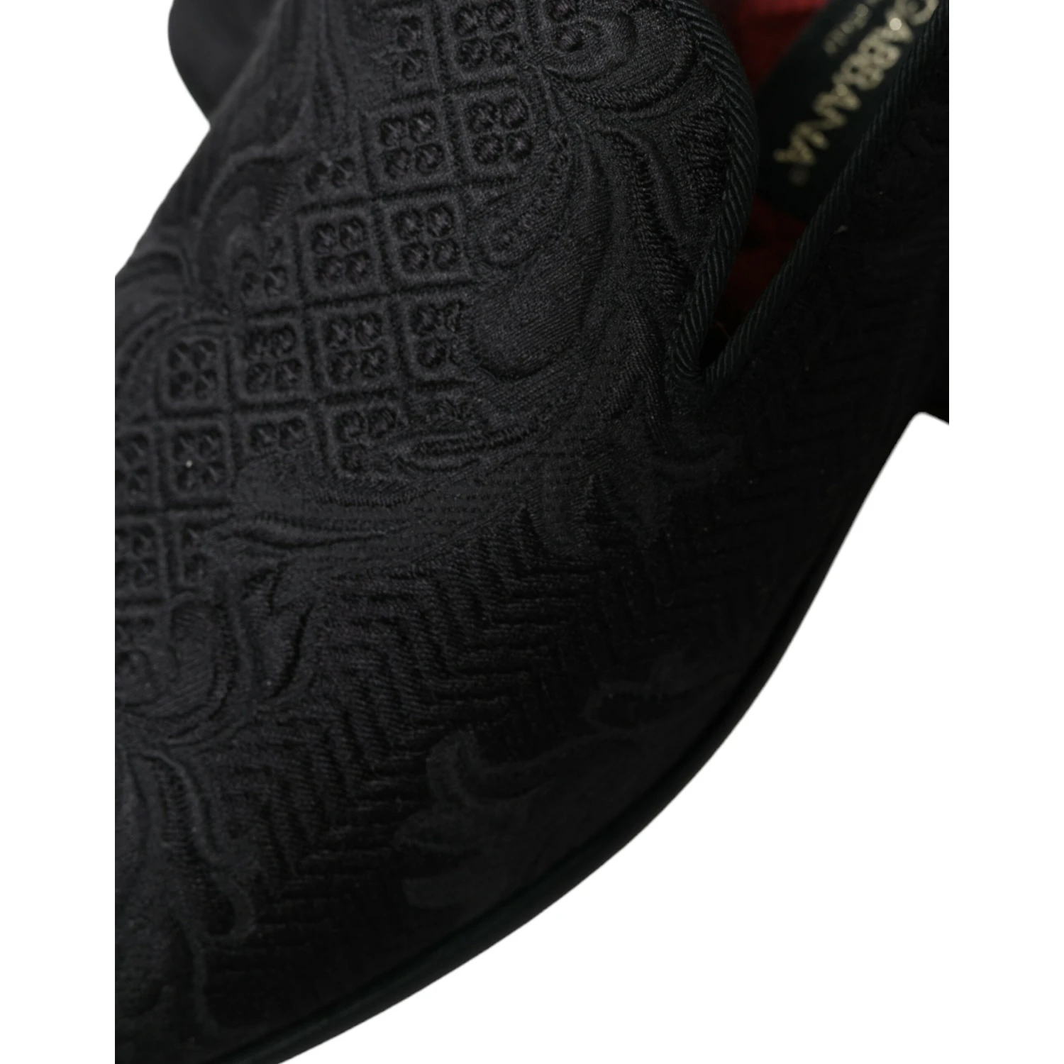 Black Brocade Men Slip On Loafer Dress Shoes