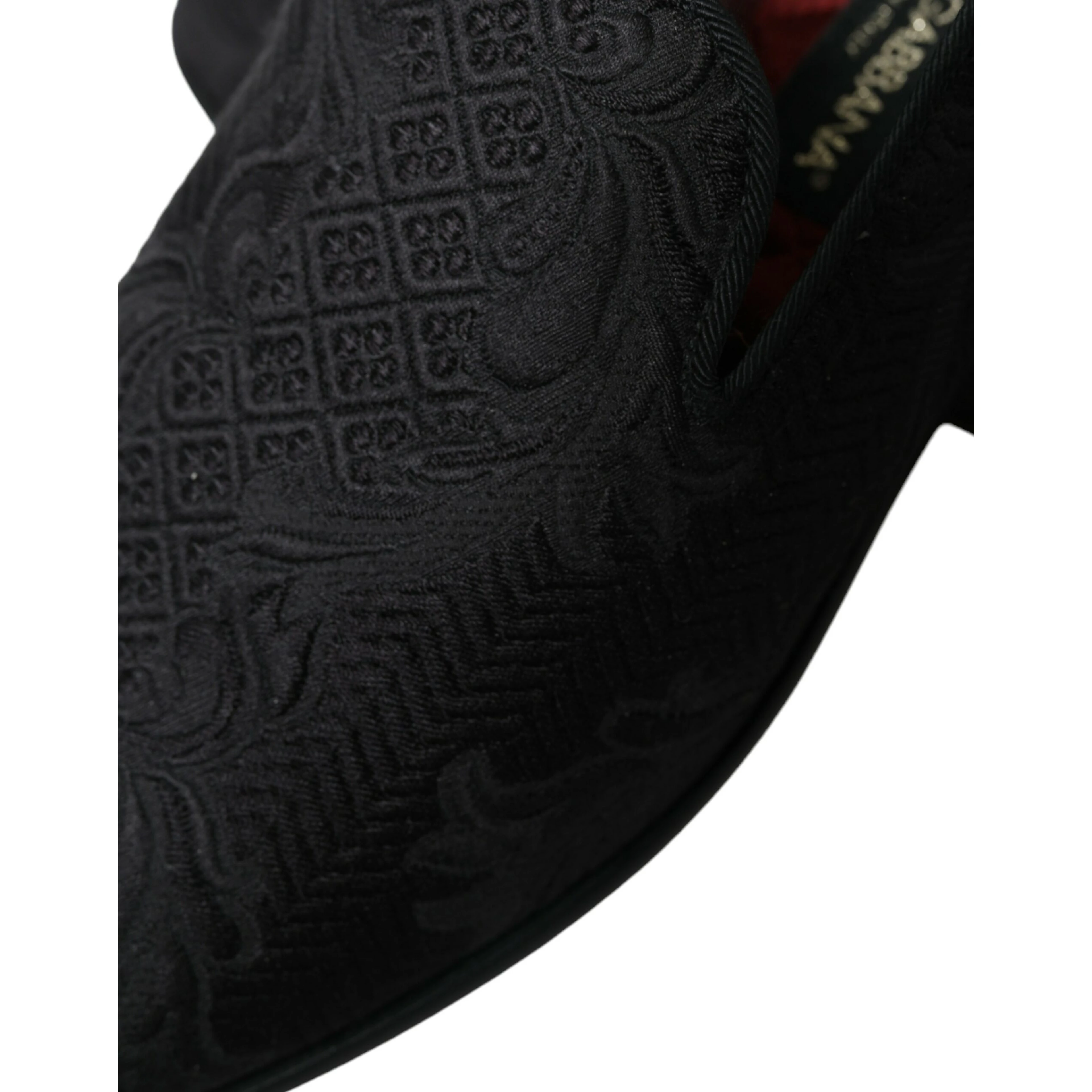 Black Brocade Men Slip On Loafer Dress Shoes