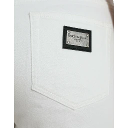 White Cotton Cropped Wide Leg Denim Jeans