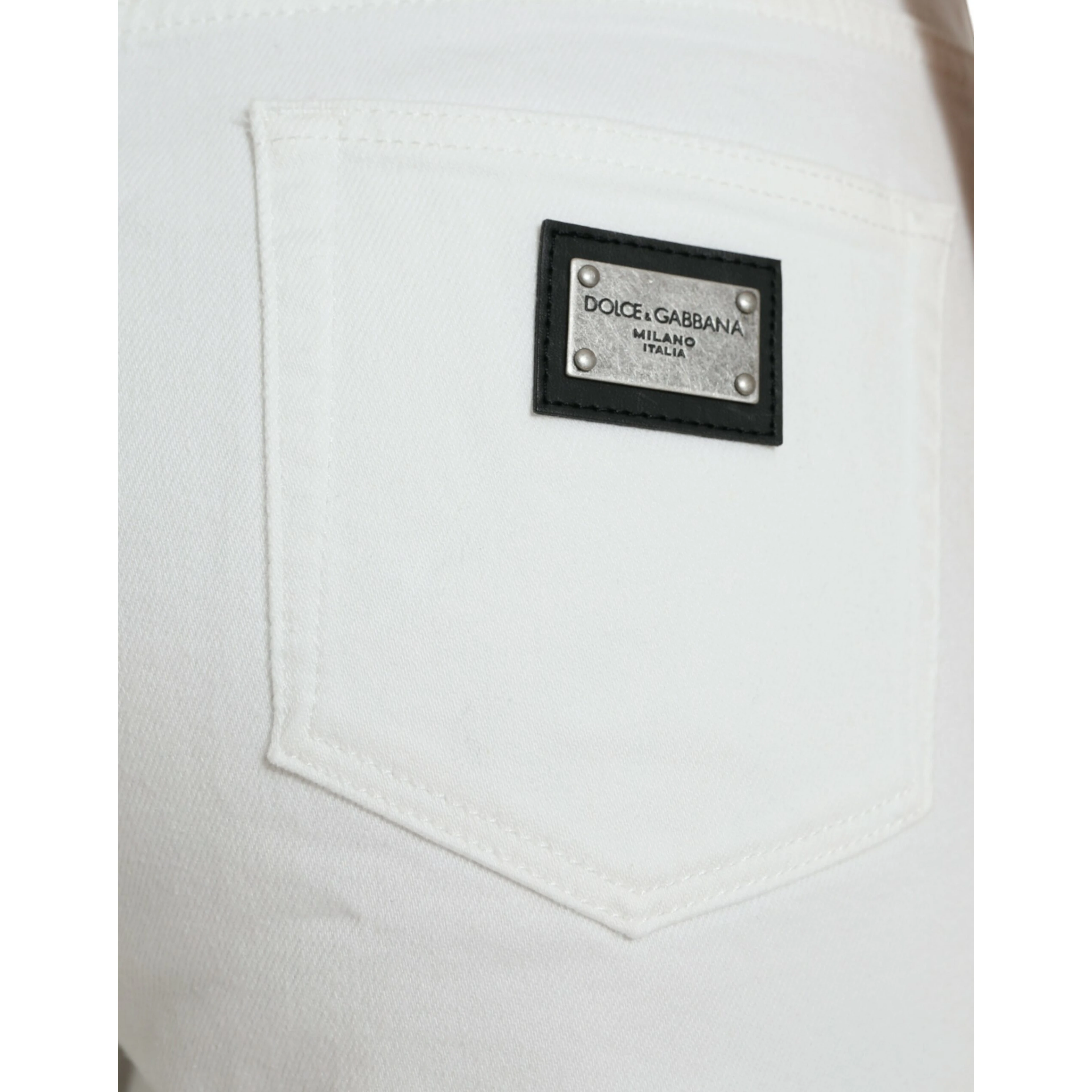 White Cotton Cropped Wide Leg Denim Jeans