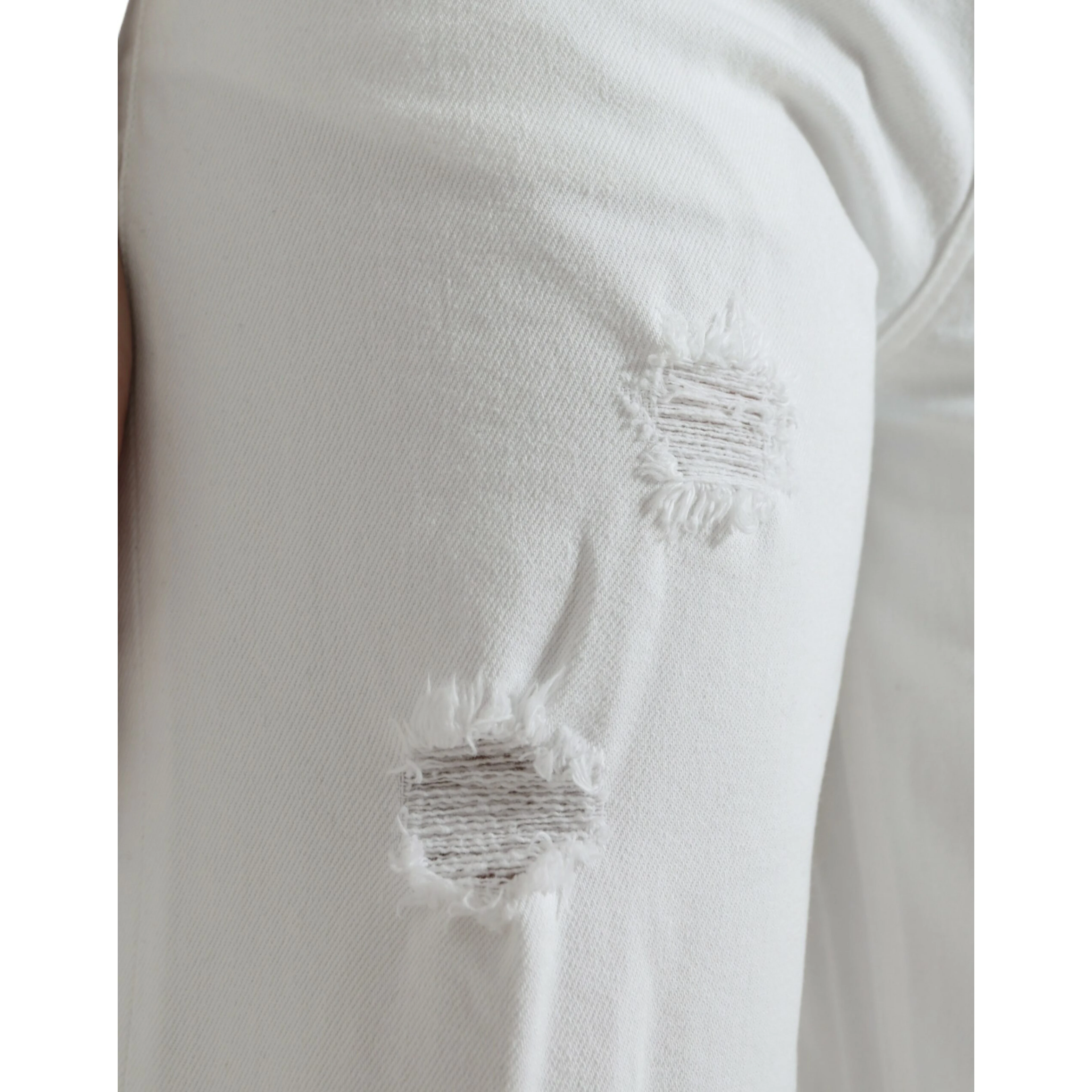 White Cotton Cropped Wide Leg Denim Jeans
