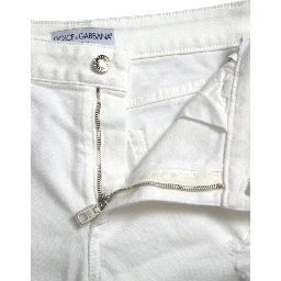 White Cotton Cropped Wide Leg Denim Jeans