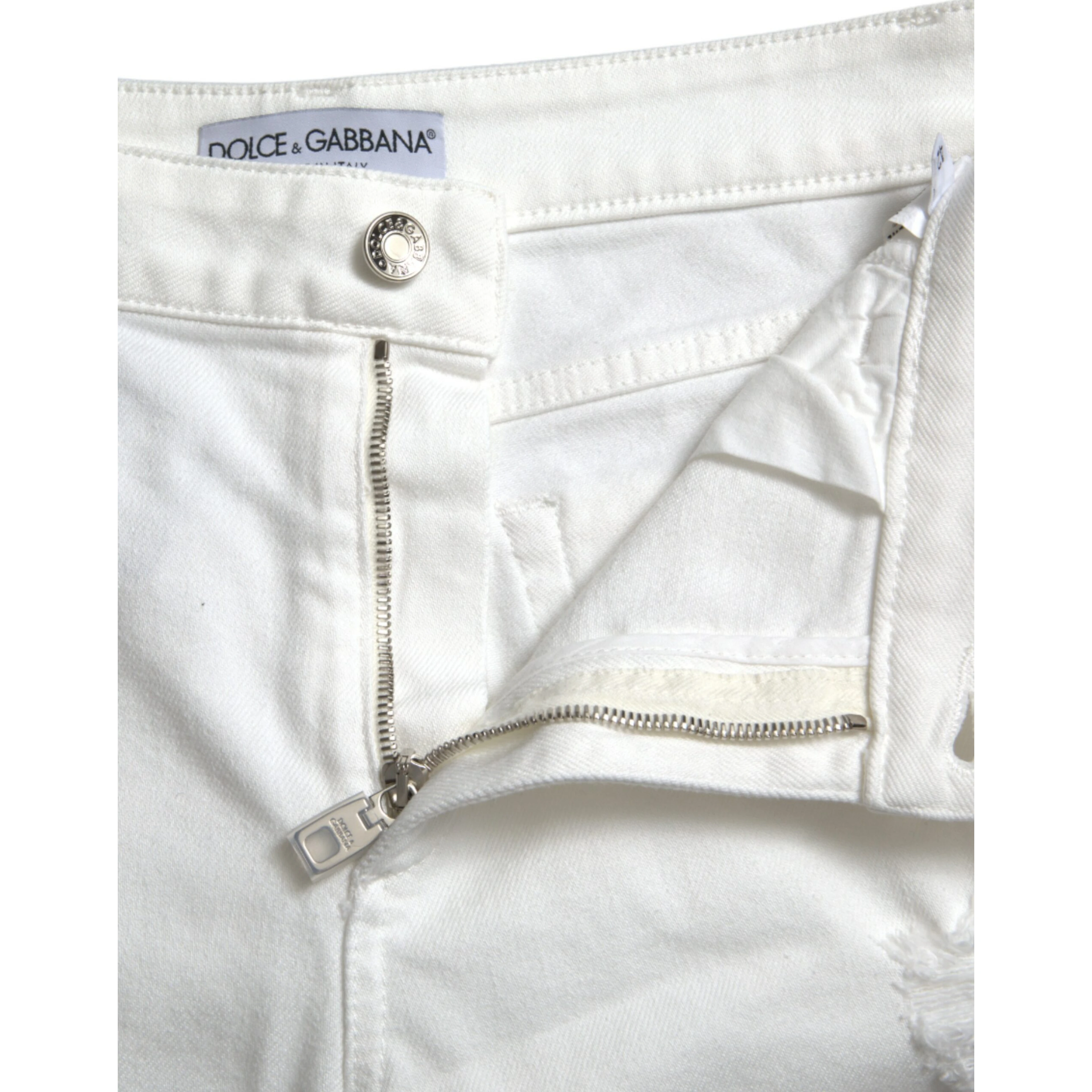 White Cotton Cropped Wide Leg Denim Jeans
