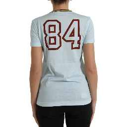 Light Blue Cotton Free Love Crew Neck T-shirt