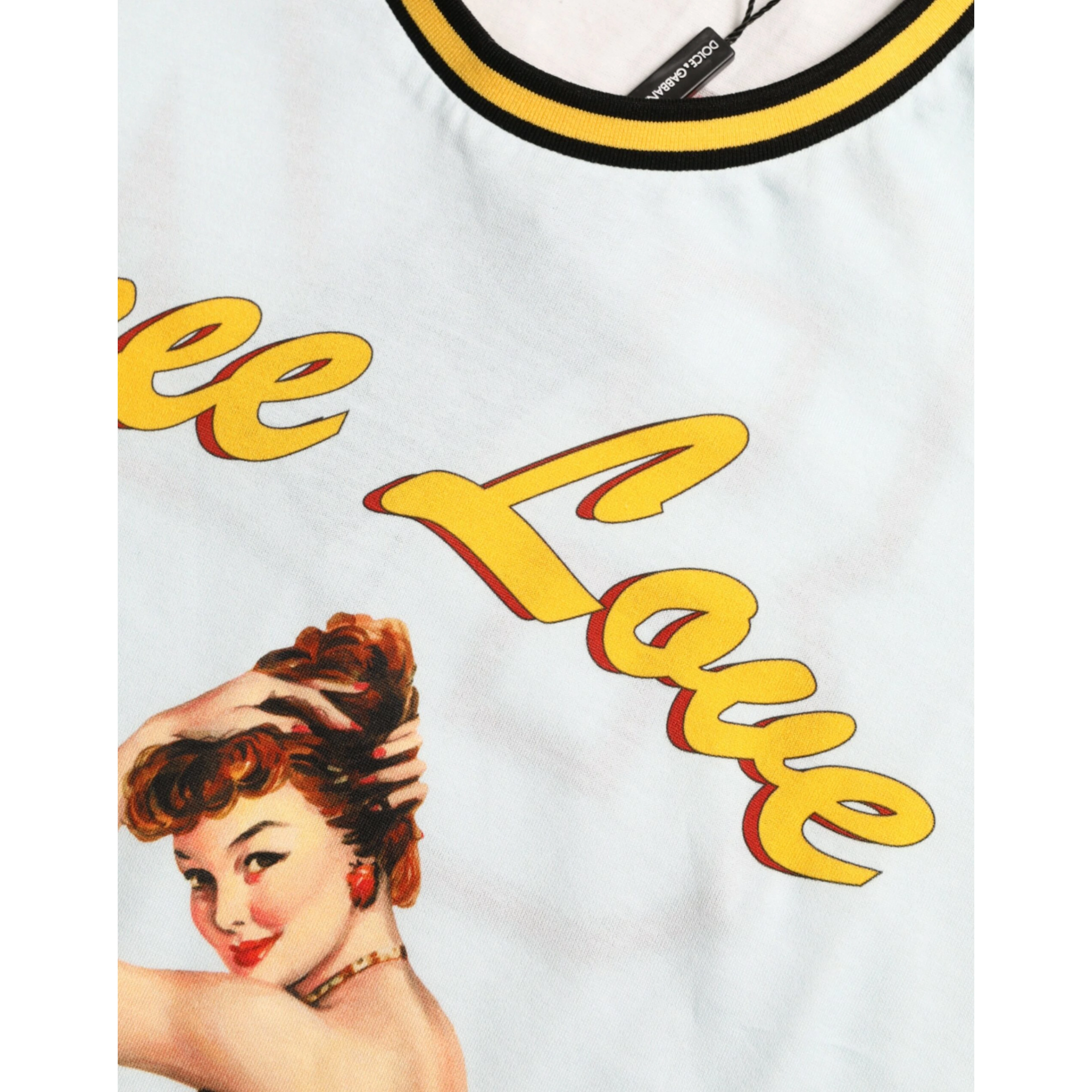 Light Blue Cotton Free Love Crew Neck T-shirt