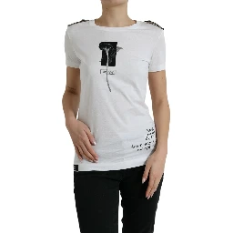 White Black Roses Crewneck Cotton T-shirt